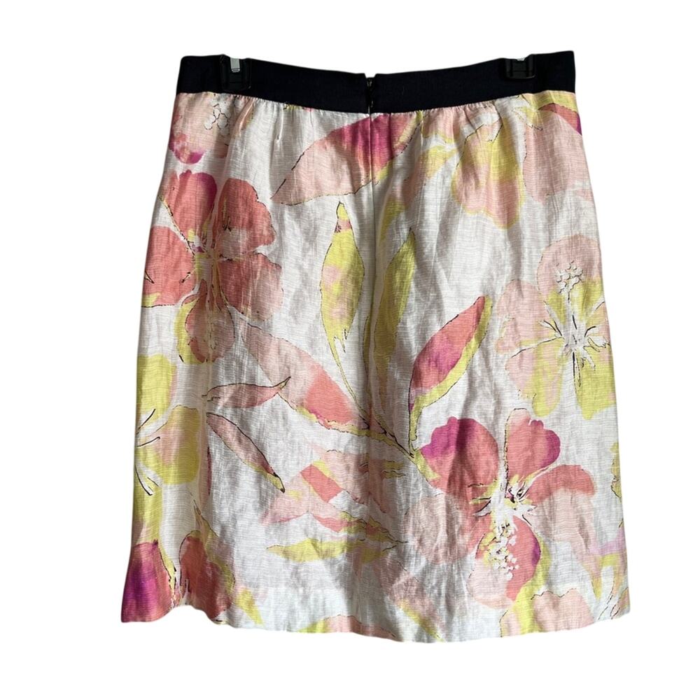 Loft LINEN floral skirt size 2 fully lined